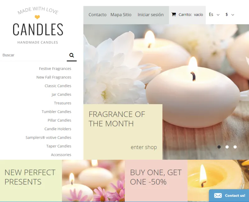 Template de sitio web ejemplo e-commerce